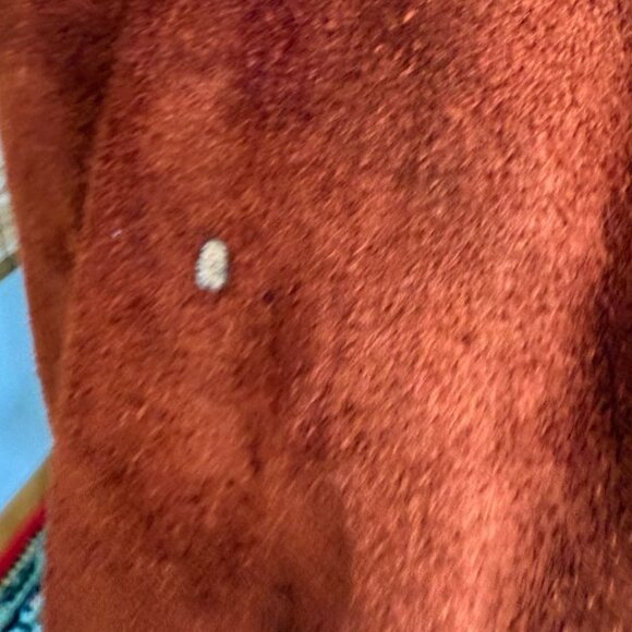 Vintage~60s 70s Suede/Leather 2 Tone BUTTON DETAIL~Penny Lane Coat - Picture 6 of 14